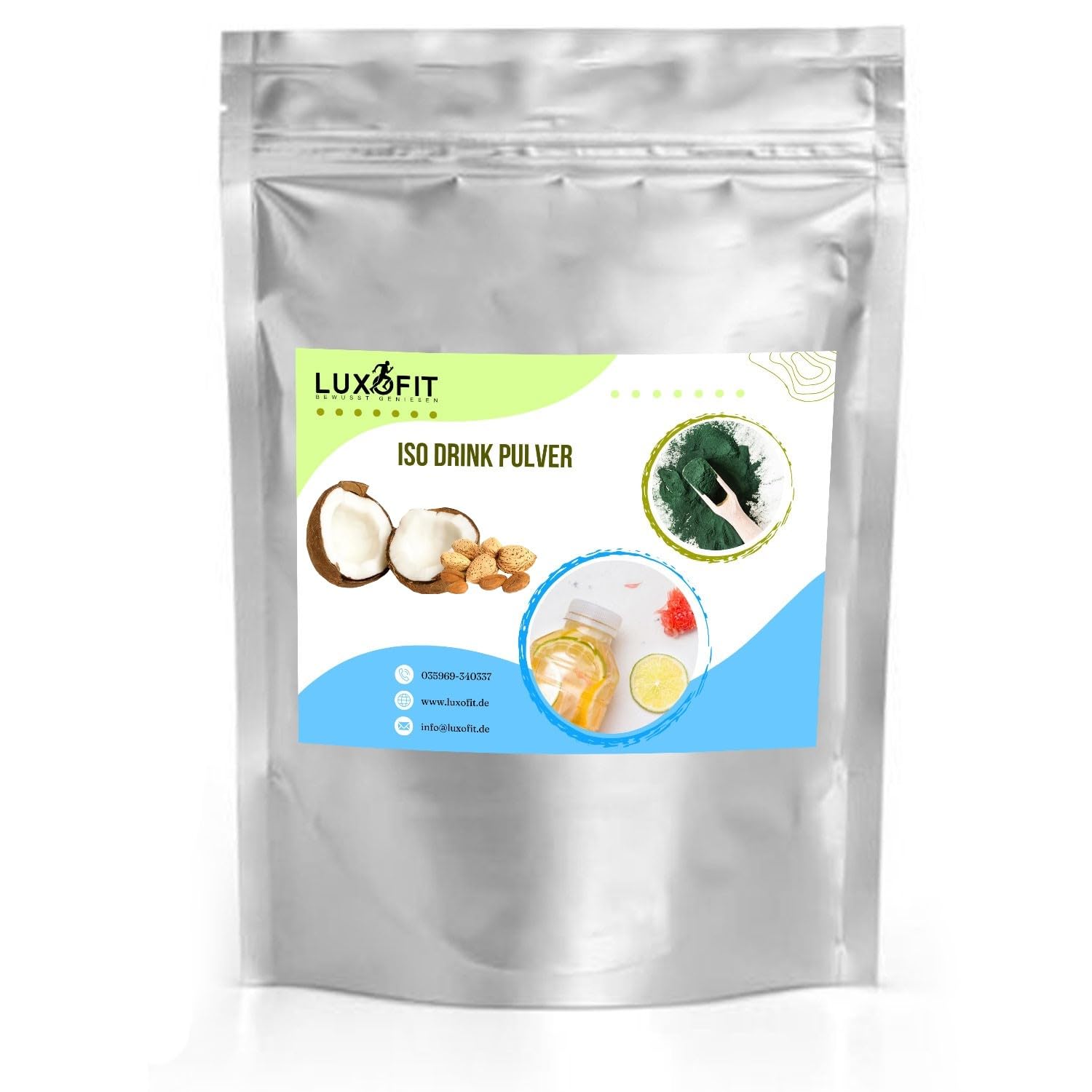 Luxofit Kokosmilch Mandel Getränk isotonisch Iso Drink Pulver, Erfrischendes Sportgetränk mit Geschmack, Wellnessdrink, schnelle und einfache Zubereitung (10 Kg)
