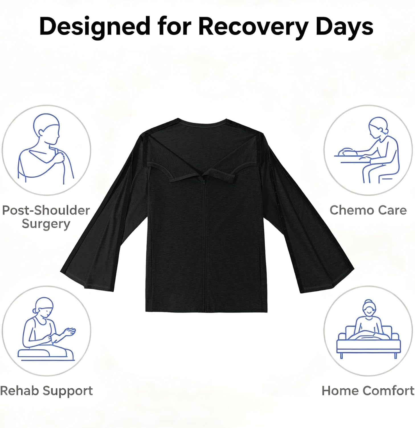 Deyeek Men's Front Zip Post Shoulder Surgery Adaptive Shirt image 5