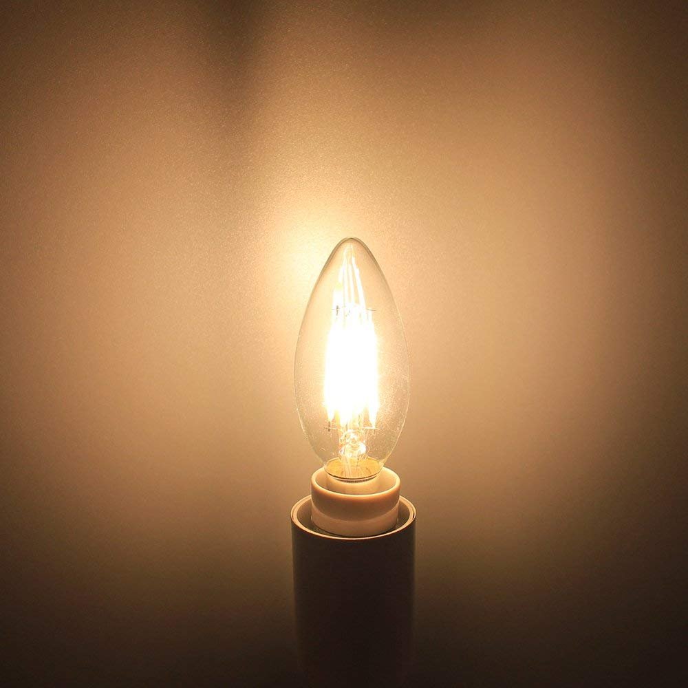 Żarówki ledowe Żarówki LED 4W w kształcie świecy Ciepła biel 2700K 400 lm E14 Podstawa świecznika C35 Przezroczysty kształt torpedy 40W Odpowiednik 10 sztuk