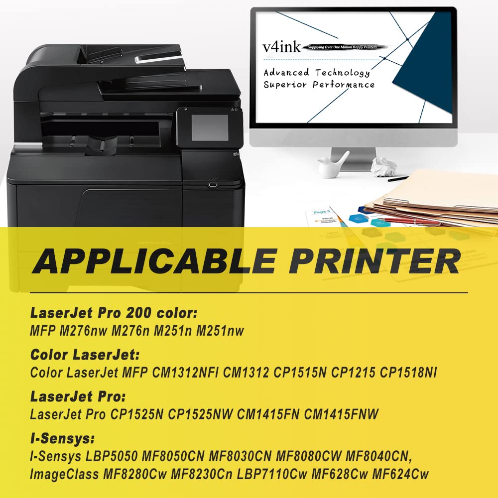 v4ink CB540A 125A Tóner Remanufacturado para HP CB540A Toner (4Pack-KCMY) | CB540A Compatible para HP 125A Color CM1312 CP1215 CP1514 CP1515 CP1518 Impresora