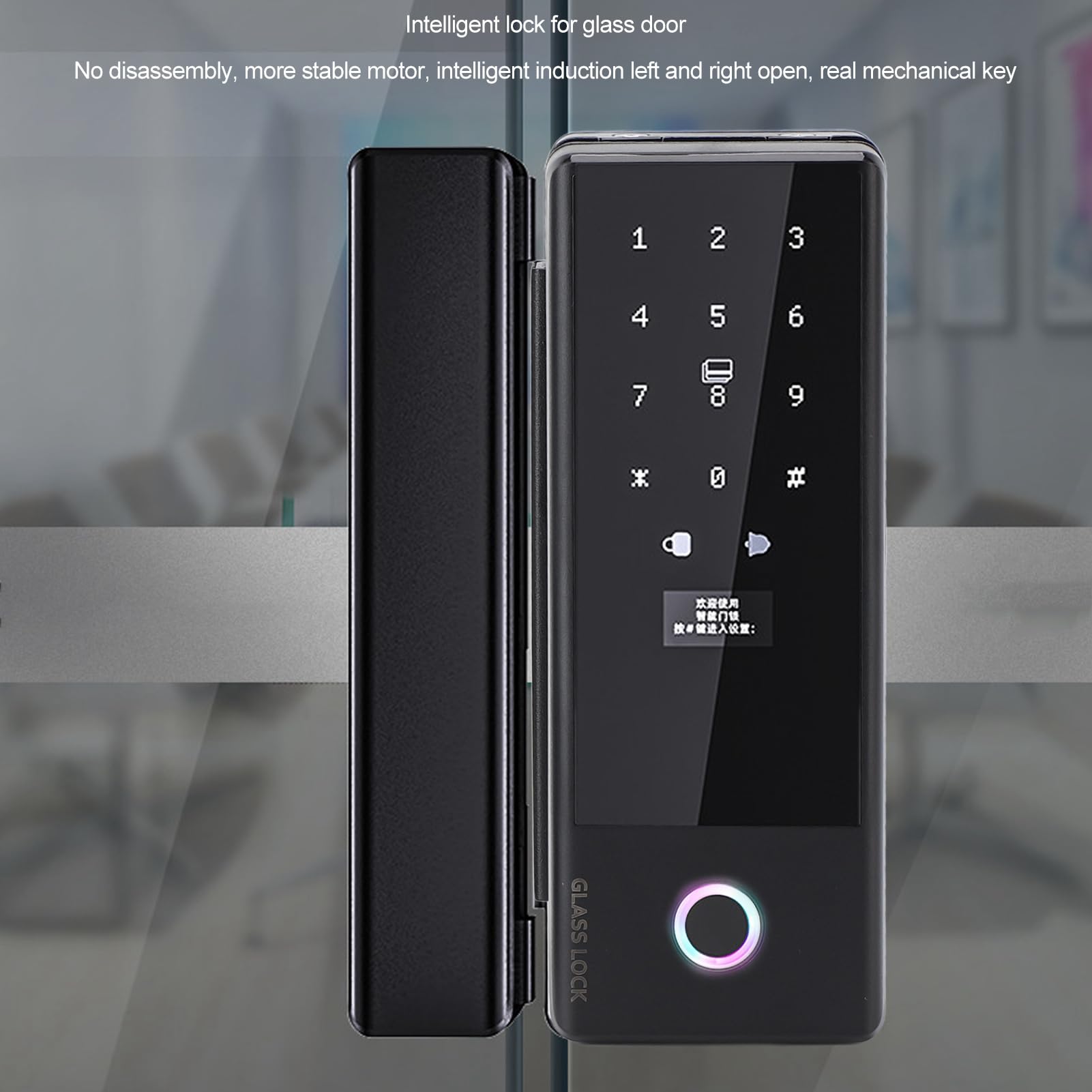 Seguridad de la Puerta de Vidrio Electrónica Cierro de Seguridad de la Puerta de Vidrio Inteligente con Bloqueo de Huellas Digitales para Puertas Corredizas de Vidrio sin Marco