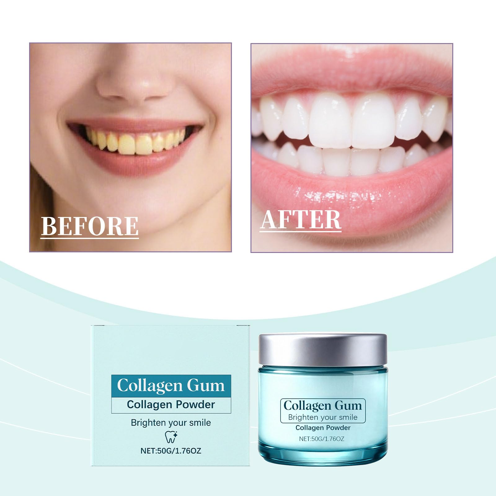 2026 New Colla Gum Collagen Powder for Teeth, Smile Strengthening Oral Care Powder with Collagen & Hydroxyapatite, Gum & Enamel Protection Tooth Powder for Daily Use, 50g/1.76oz — view 7
