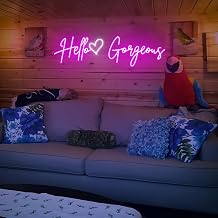 309 Inch Hello Gorgeous Neon Signs, Pink Hello Beautiful Led Light UP Sign for Wall Decor, Nail-Hair-Spa Salons, She Shed Ideas, Girls Party, Christmas Gifts
