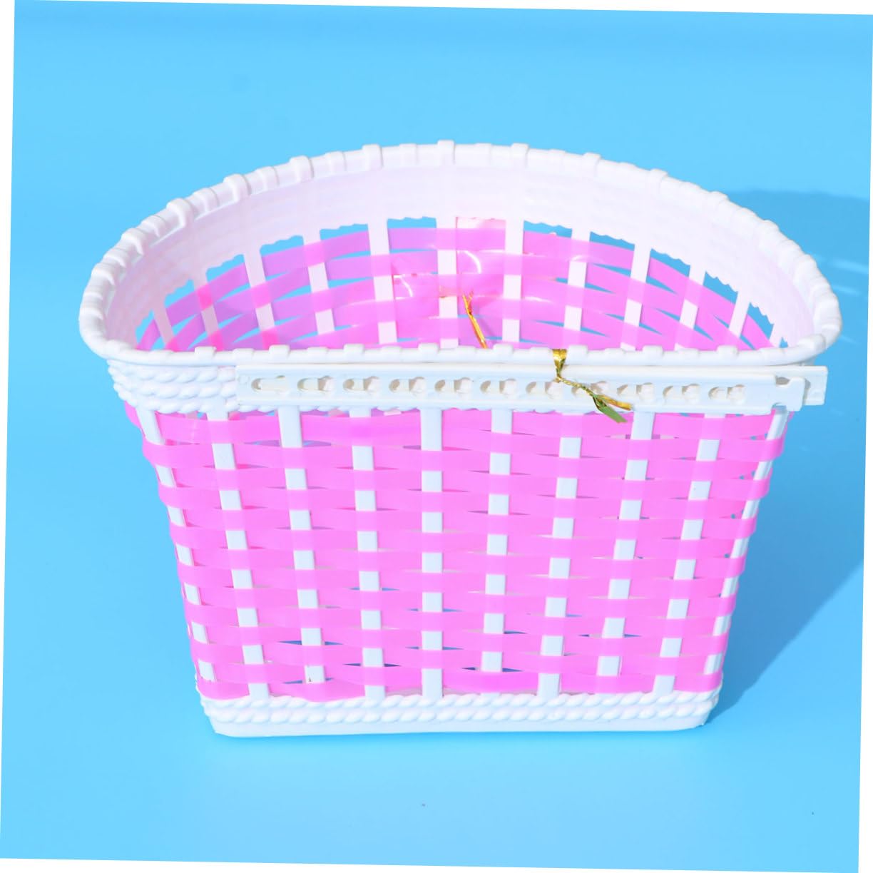 VANZACK Cesta De Bicicleta Cesta Delantera De Bicicleta Cesta con Lazo Delante Timbre De Ciclismo Cesta De Mimbre para Bicicleta Decoraciones para Niños Cestas Tejidas Rosa