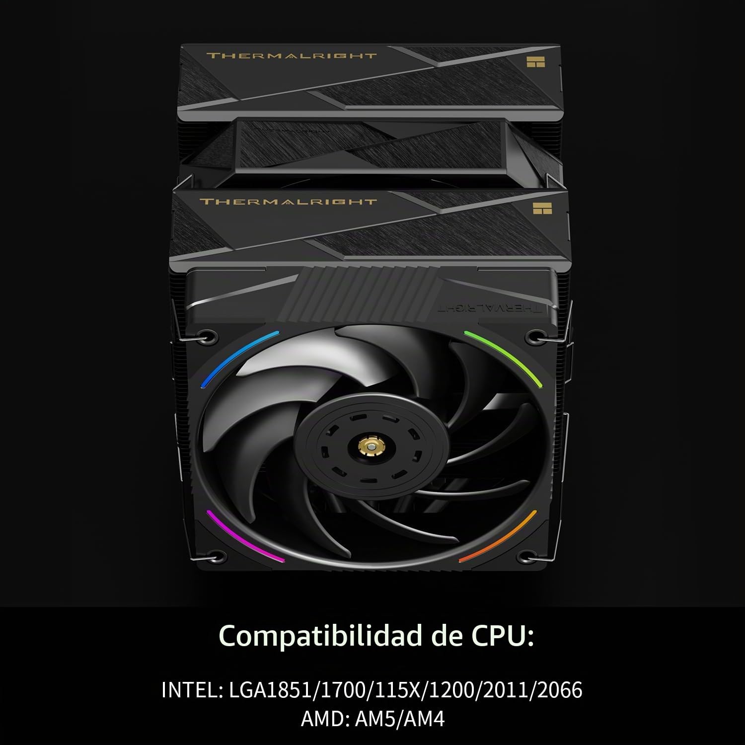 TR -Royal Pretor 130 Ultra Black CPU Cooler, 7 Heatpipes disipador de calor CPU refrigeración de CPU negro cepillado cubierta superior para Intel LGA115X/2011/1700/1851, plataformas AM4/AM5, torres