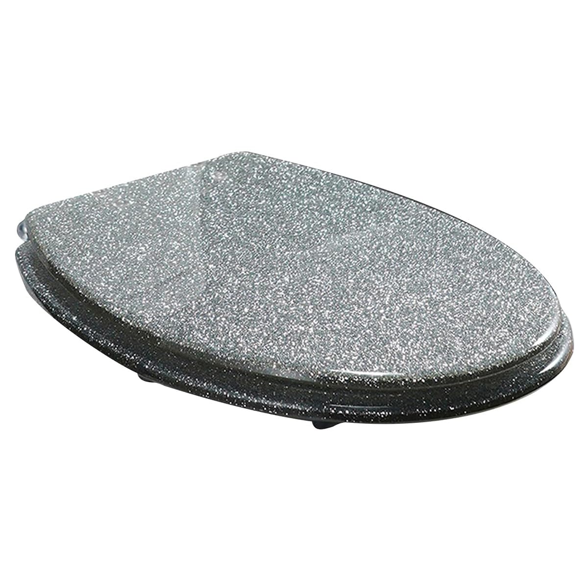 Sparkle Toilet Seat Soft Close Rapid Release Non Slip Resin 16.5 Inch Toilet Cover Silver, Adjustable, Lightweight, Durable, Portable, User-Friendly, Compact, Round, Glitter, Slow, Quick