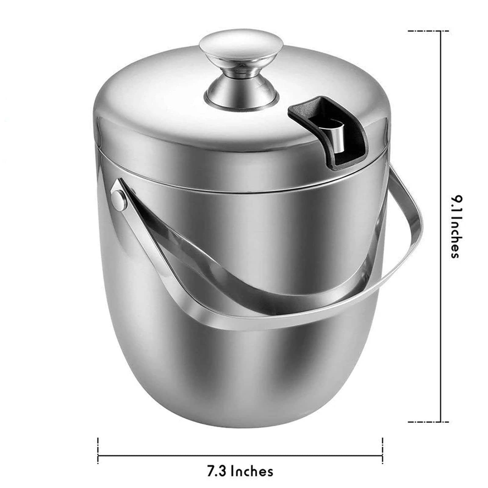Eisbehälter aus Edelstahl Ice Bucket Isoliert doppeltmauerte Eiseimer mit Deckel für Cocktailpartys