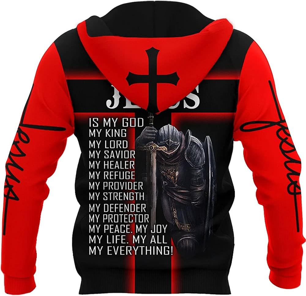 CHAOS MONKEY Mens 3D Hoodies Graphic Jesus My God King Lord Savior Healer Printed Casual Hooded Pullover Sweatshirts - Image 2