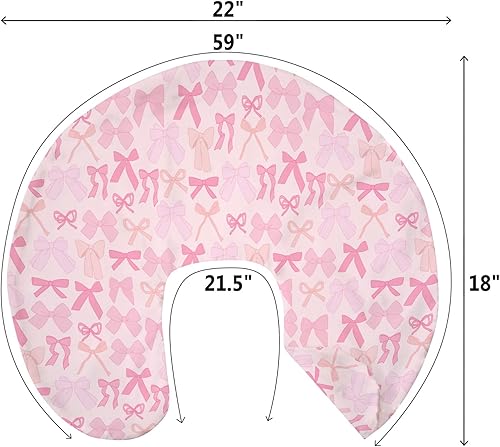 Miniatura 9 de Pink Bows - Fundas de almohada de lactancia para niñas, con lazos de San Valentín, almohada de alimentación para lactancia, almohadas de primavera