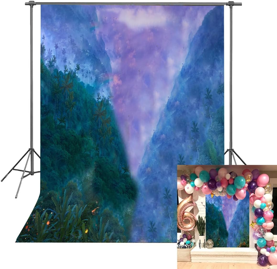 Hot Air Balloon Dreamland Digital Backdrop - Whimsical Cloud Photography Background - Perfect