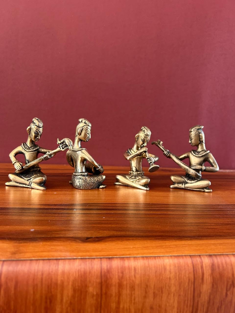 Joyful - Set musicale in ottone, 4 pezzi, collezione di idoli musicisti per regali di ritorno al matrimonio, regalo di nozze, set musicista in ottone, 11,4 cm, set di musicisti popolari tribali per la