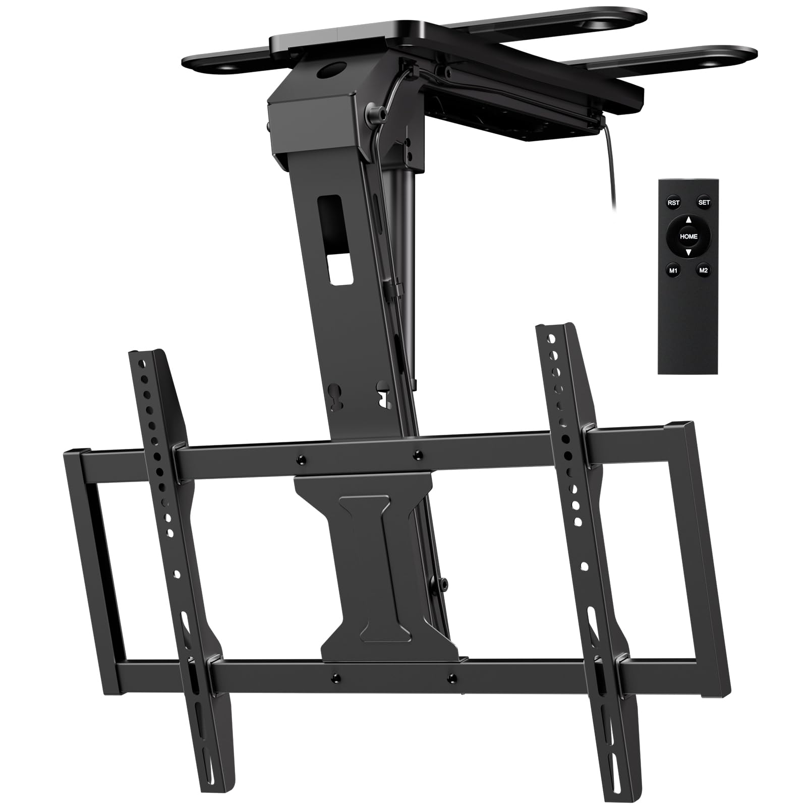 Supporto TV da Soffitto Motorizzato 37–75" – Sollevatore TV Elettrico, Ribaltabile, Telecomando, 45 kg, VESA 600×400mm, Nero