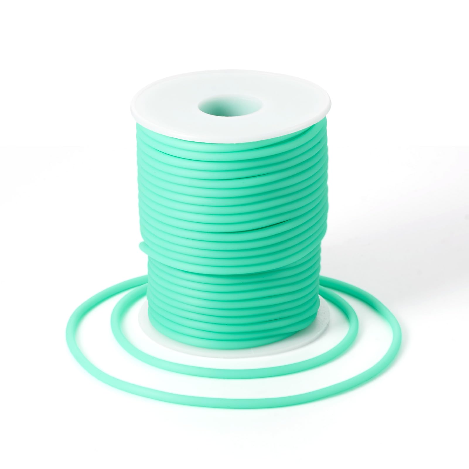 Craftdady 25m Hollow Pipe Tubing PVC Rubber Cord Rubber Tube Cord Wrapped Around For Memory Wire Necklace Bracelet Knitting, Aquamarine