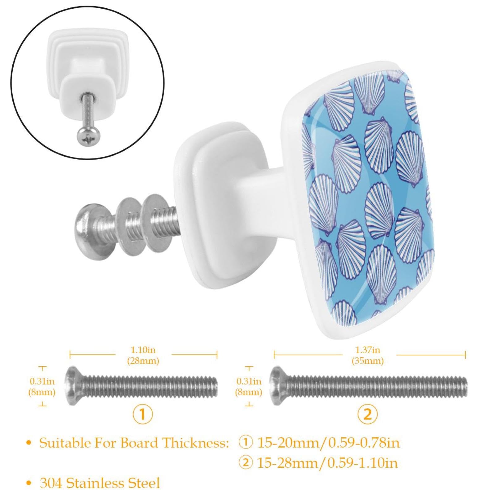 Cassetto quadrato moderno con viti (12 pz) teschio squame di pesce modello conchiglia