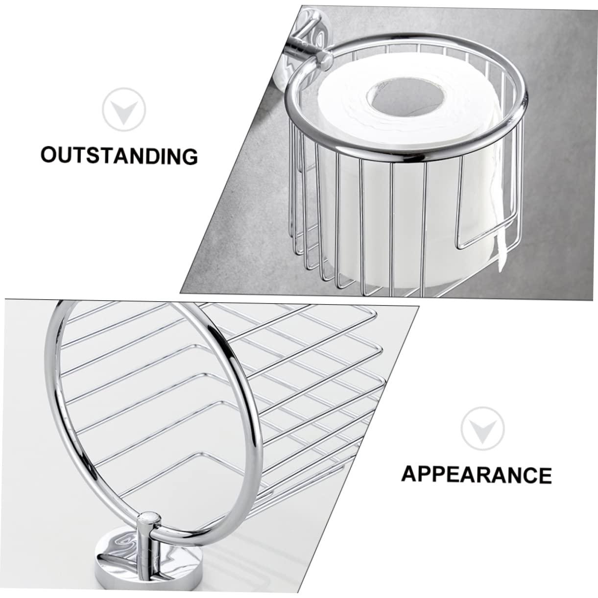 HOMSFOU 2pezzi Porta Rotolo Carta Igienica Inossidabile Supporto Muro Per Organizzazione Bagno e Cucina Design Elegante e Resistente Alla Corrosione Compatibile Con Tutti Tipi Carta