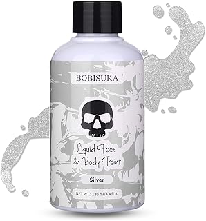 BOBISUKA Silver Face Body Paint Liquid Texture Washable Non Toxic Facepa...