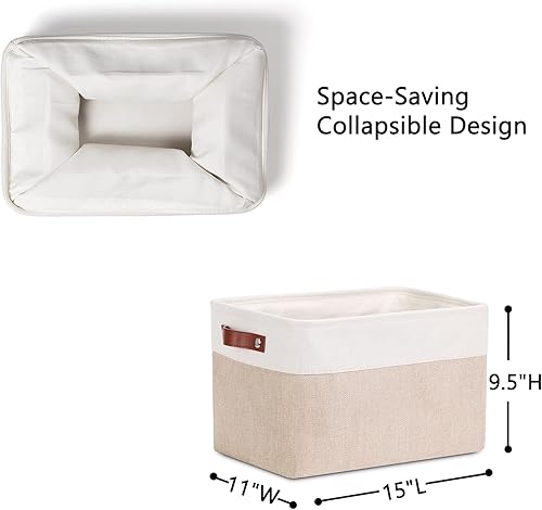 Miniatura 4 de DULLEMELO Contenedores de almacenamiento de tela, cestas de almacenamiento para organizar, cestas rectangulares plegables de tela para estantes,