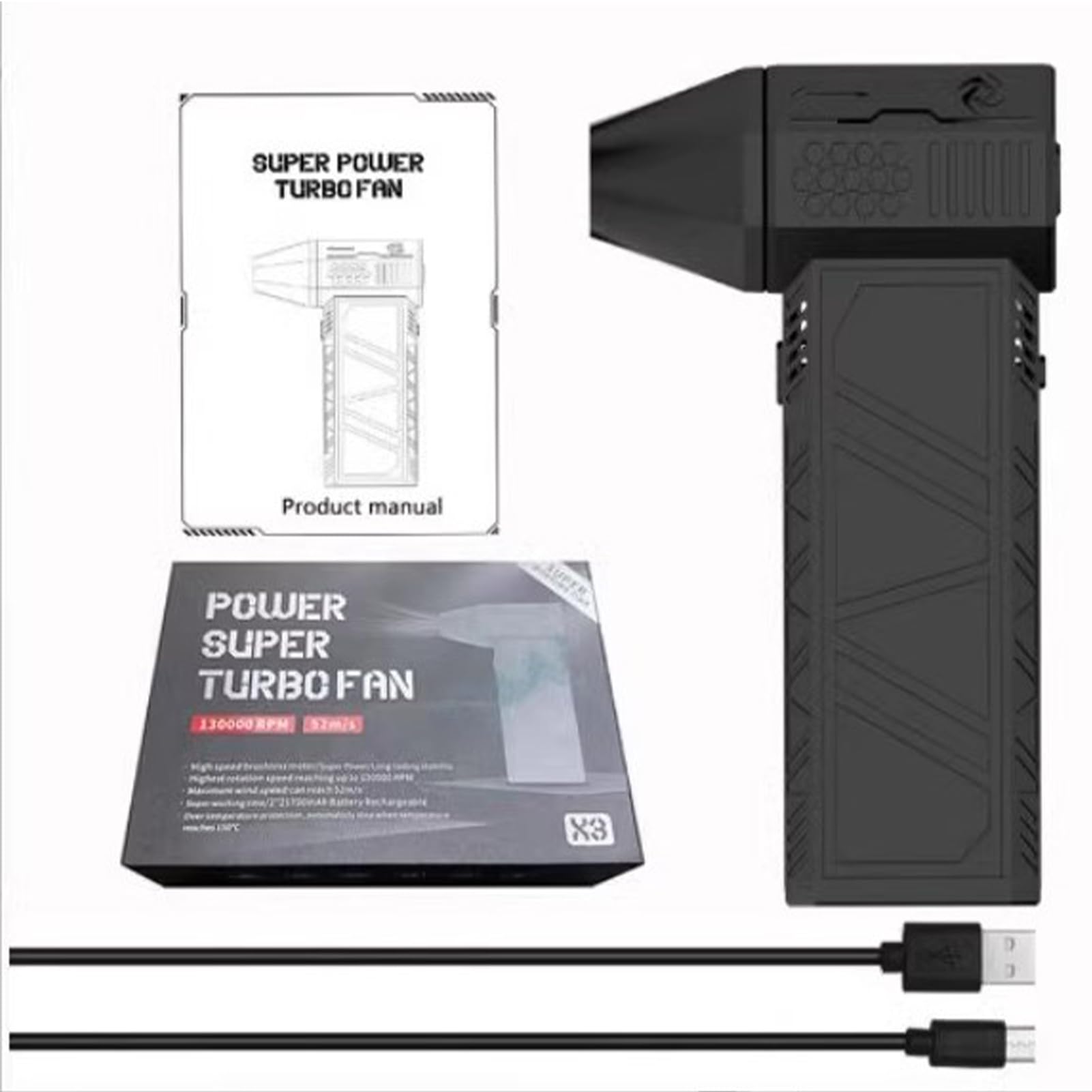 Soffiatore Per Barbecue Portatile Batteria Ricaricabile Da 3000 mAh | Utensili per Barbecue Soffiatore Portatile Ricaricabile 3000mAh per Pulizia Campeggio ed Esterno