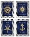 Beautiful Gold and Blue Chevron Inspirational Nautical Prints; Four 8x10in Poster Prints
