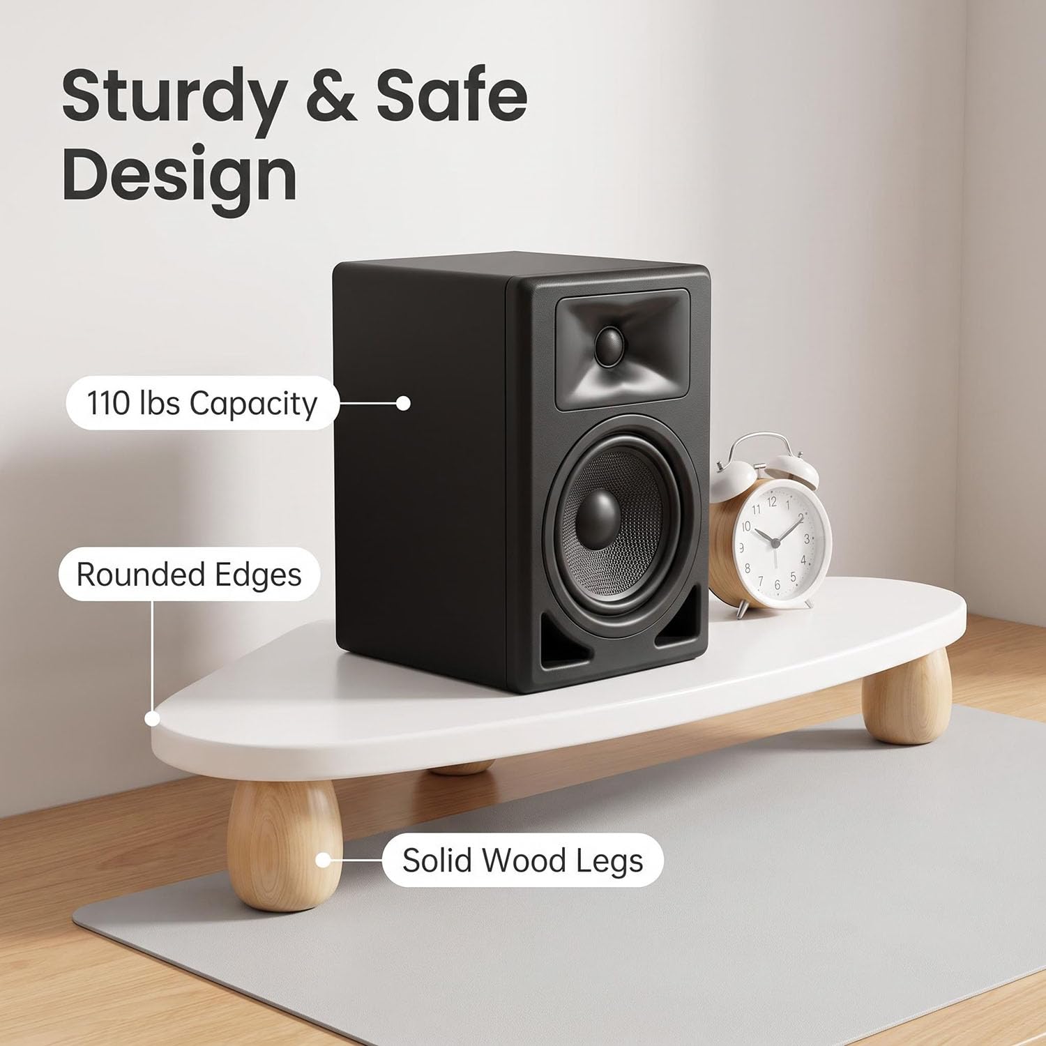Cute Wooden Monitor Stand, Ergonomic Elevated Frame, Office Storage
