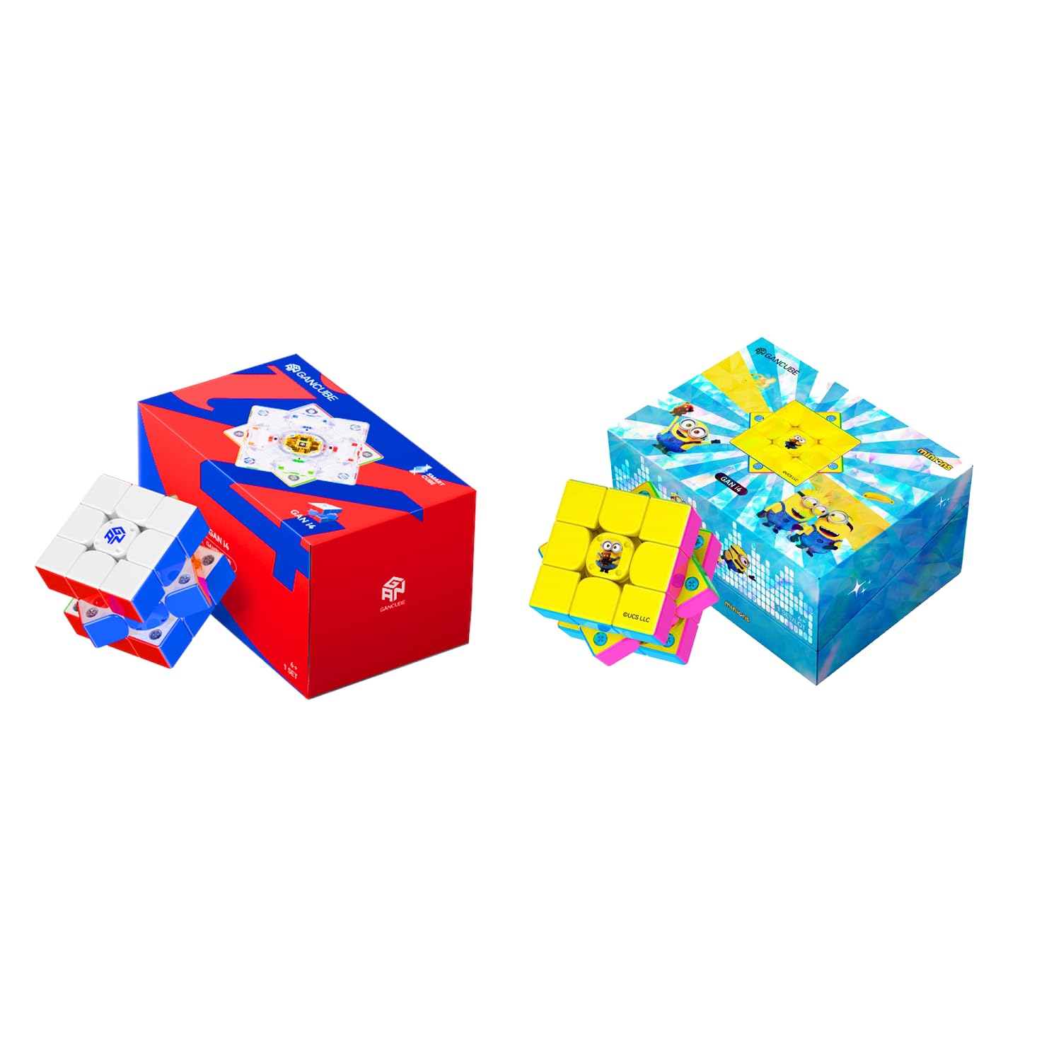 Pack GAN Speed Cube-i4 Maglev Version UV+ i4 Minions Édition, avec GanPod pour Compétitions en Ligne et Collection – Cadeau pour Tous Âges