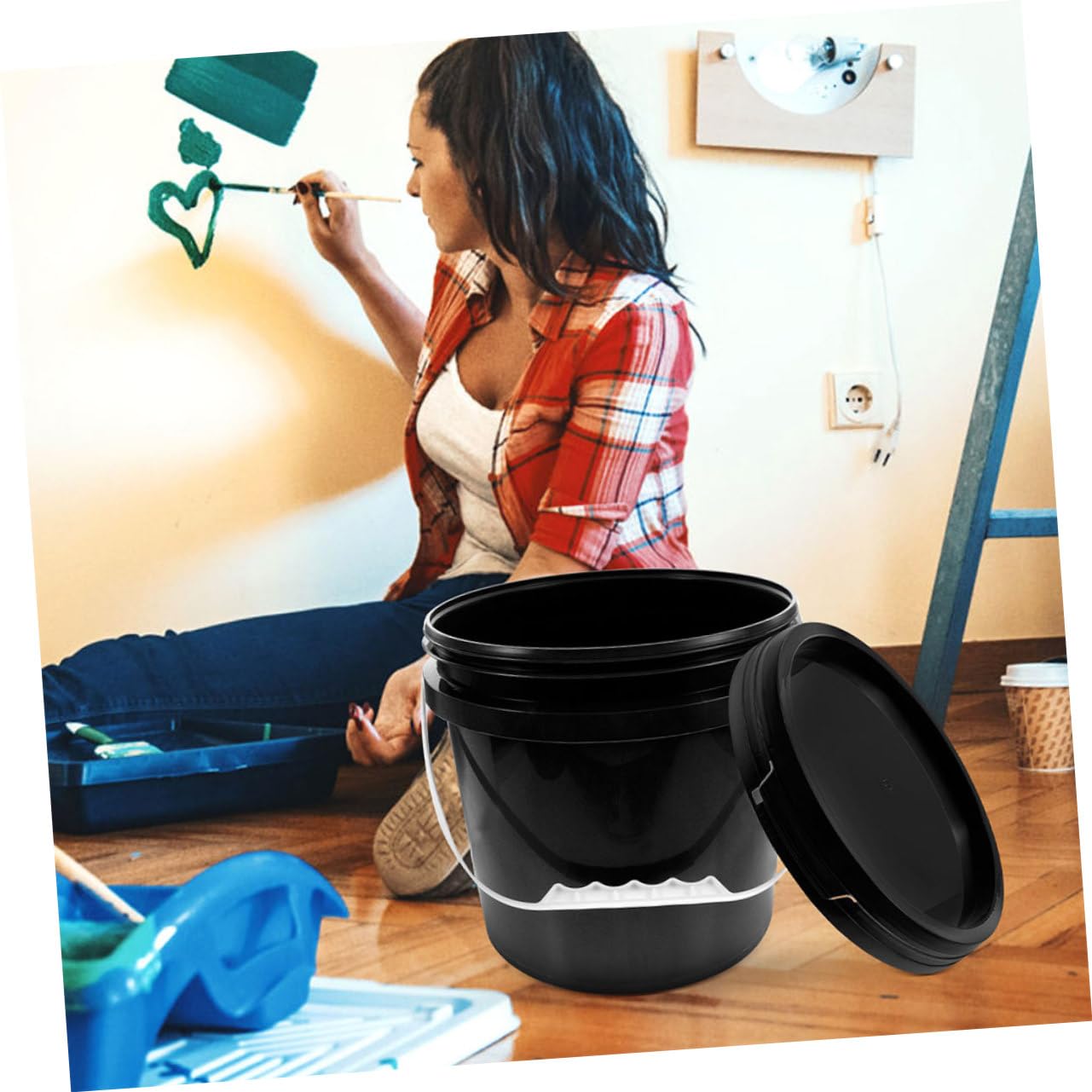 Hemobllo Cubeta de Plástico Reusable Asa Pintura y Almacenamiento Práctico Uso Profesional y DIY