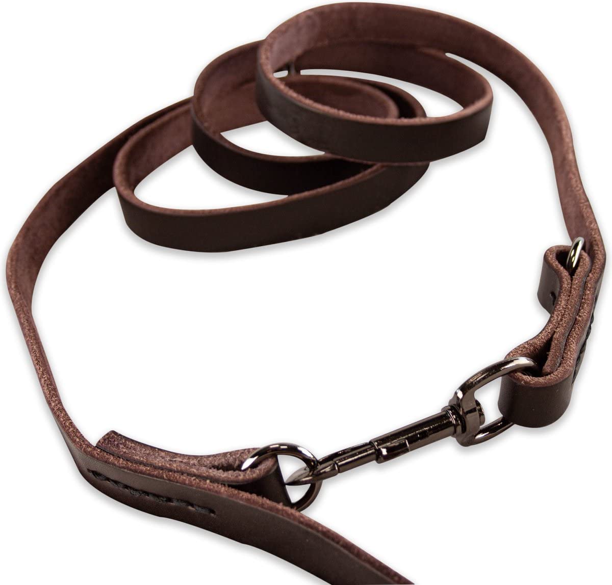 Guinzaglio multiuso in pelle – Marrone/nero – 220 cm