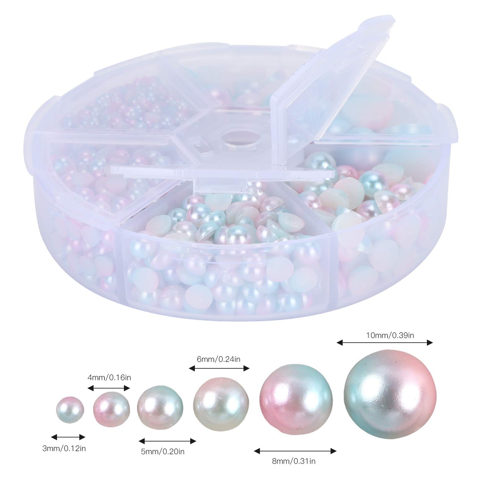 Pssopp 2300 Perle Mezze Perle Sfumate Per Nail Art E Fai Da Te - 3-10mm, 2 Scatole Miste