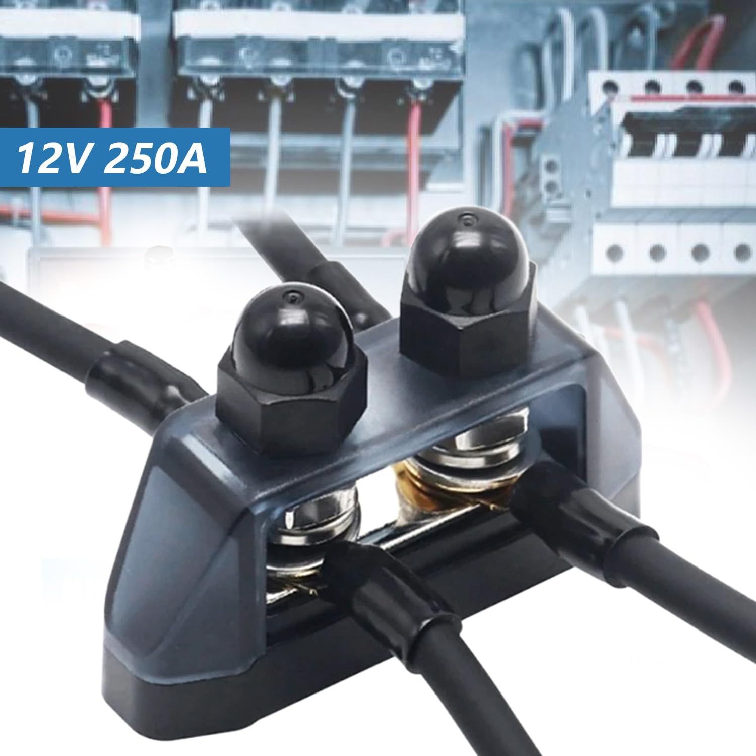 2 Pezzi DC Bus Bar 12V - 48V, 250A Morsettiera, Barra Collettrice Batteria con Bullone M10, Morsettiera Distribuzione Rosso + Nero, per Auto, Camper, Solare, Marina, Barca, Camion (1)