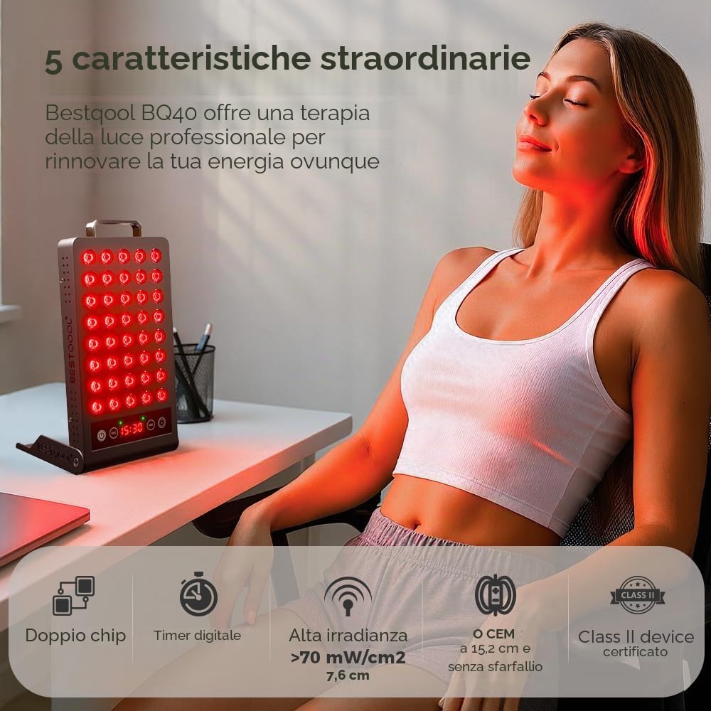 BestQool Dispositivo di Benessere a Luce Rossa, 660nm & 850nm Tecnologia Luce Rossa con Timer, Qualità Premium, Alte Prestazioni, Pannello Luce Rossa, 50W