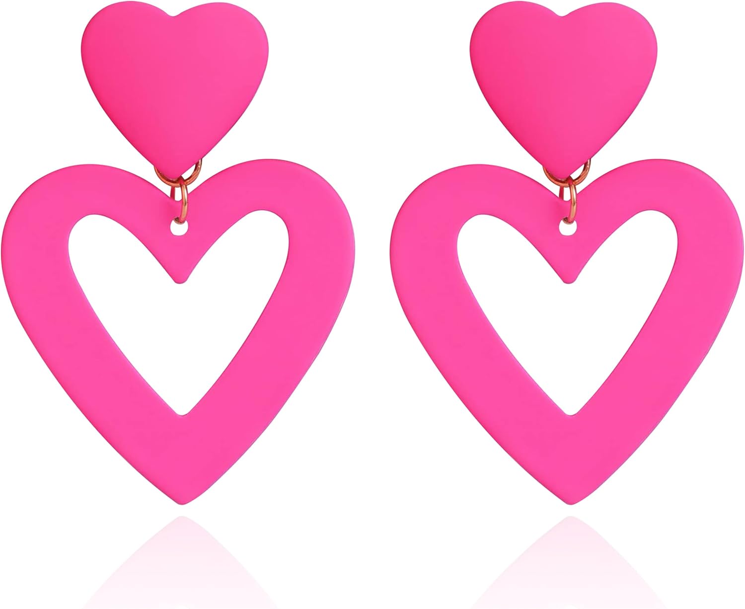 Double Heart Earrings Love Heart Dangle Earrings Cute Heart Drop Earrings for Women Valentine'S Day