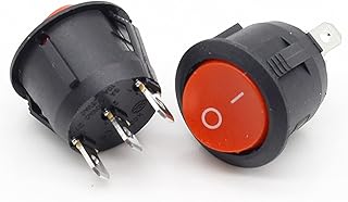 10Pcs 20mm Diameter Small Round Boat Rocker Switches Mini Round Black 3 Pin ON-Off Rocker Switch