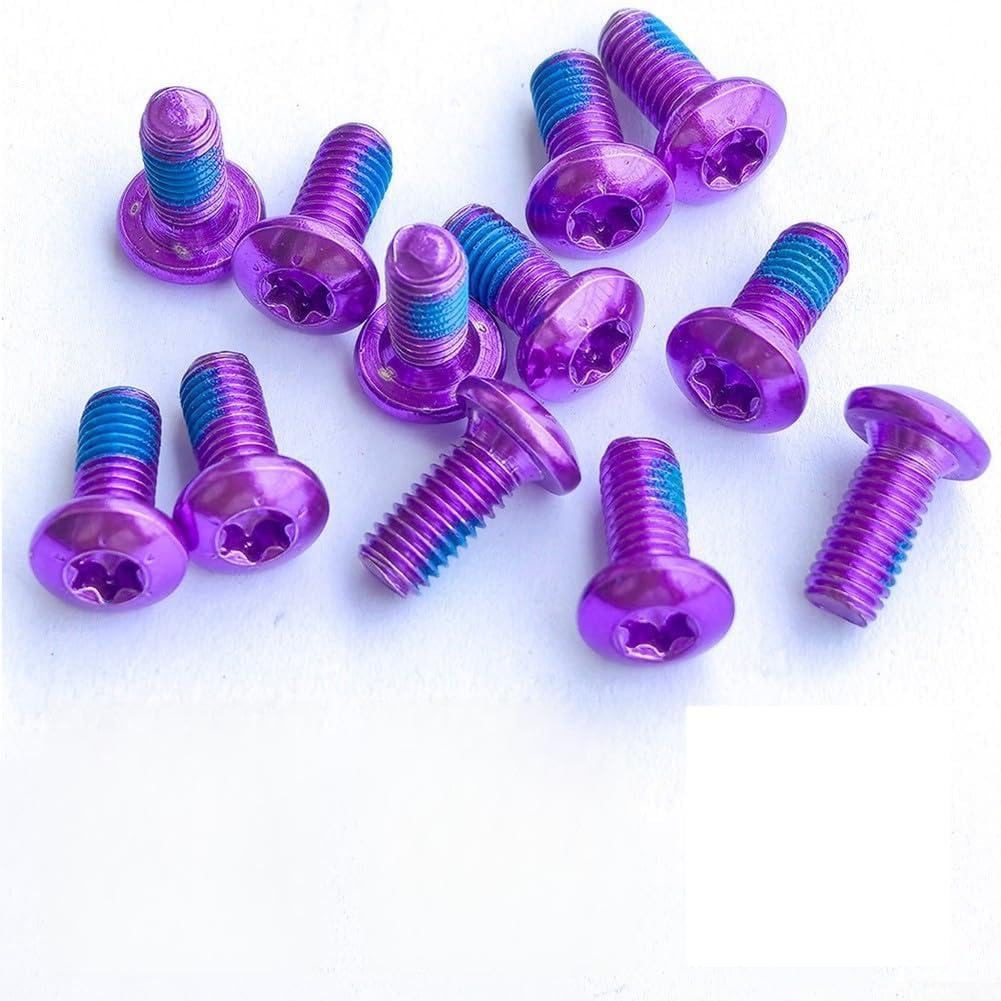 Dolvitrny Purple M5x10mm Disc Brake Bolts T25 Torx Screws High Carbon Steel Fixings for Bicycle Caliper Water Bottle Cage Rack Mounting 12PCS