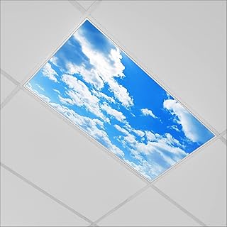 LANQiAO Fluorescent Light Covers for Office & Classroom Decorations-Cumulus Mediocris-Eliminate Harsh Glare and Headaches-Easy to Install Fluorescent Light Diffuser-2'x4'