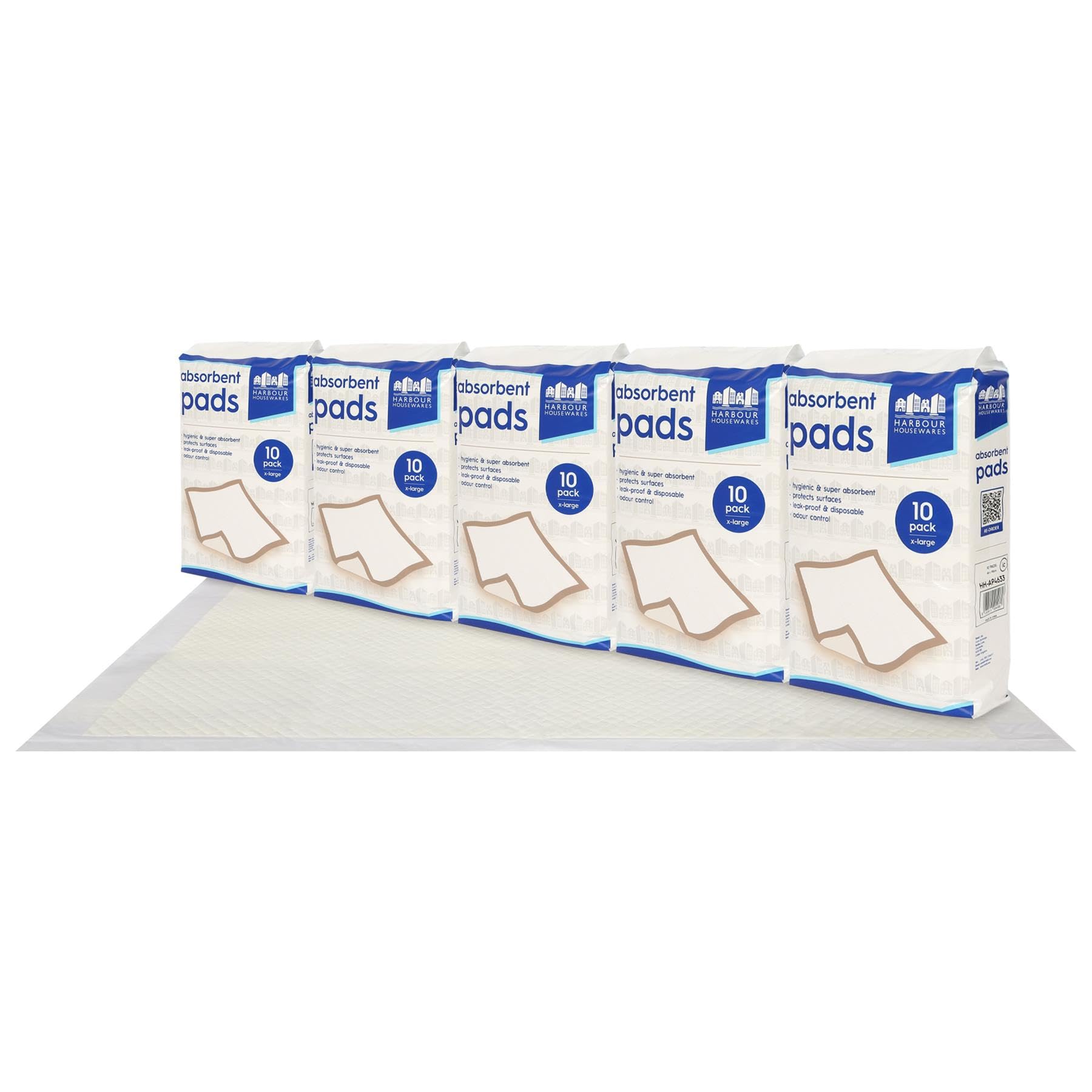 Harbour Housewares White Extra Large Disposable Incontinence Bed Pads - 60Cm X 89Cm - 50X Waterproof Absorbent Mattress Wetting Protector Sheets