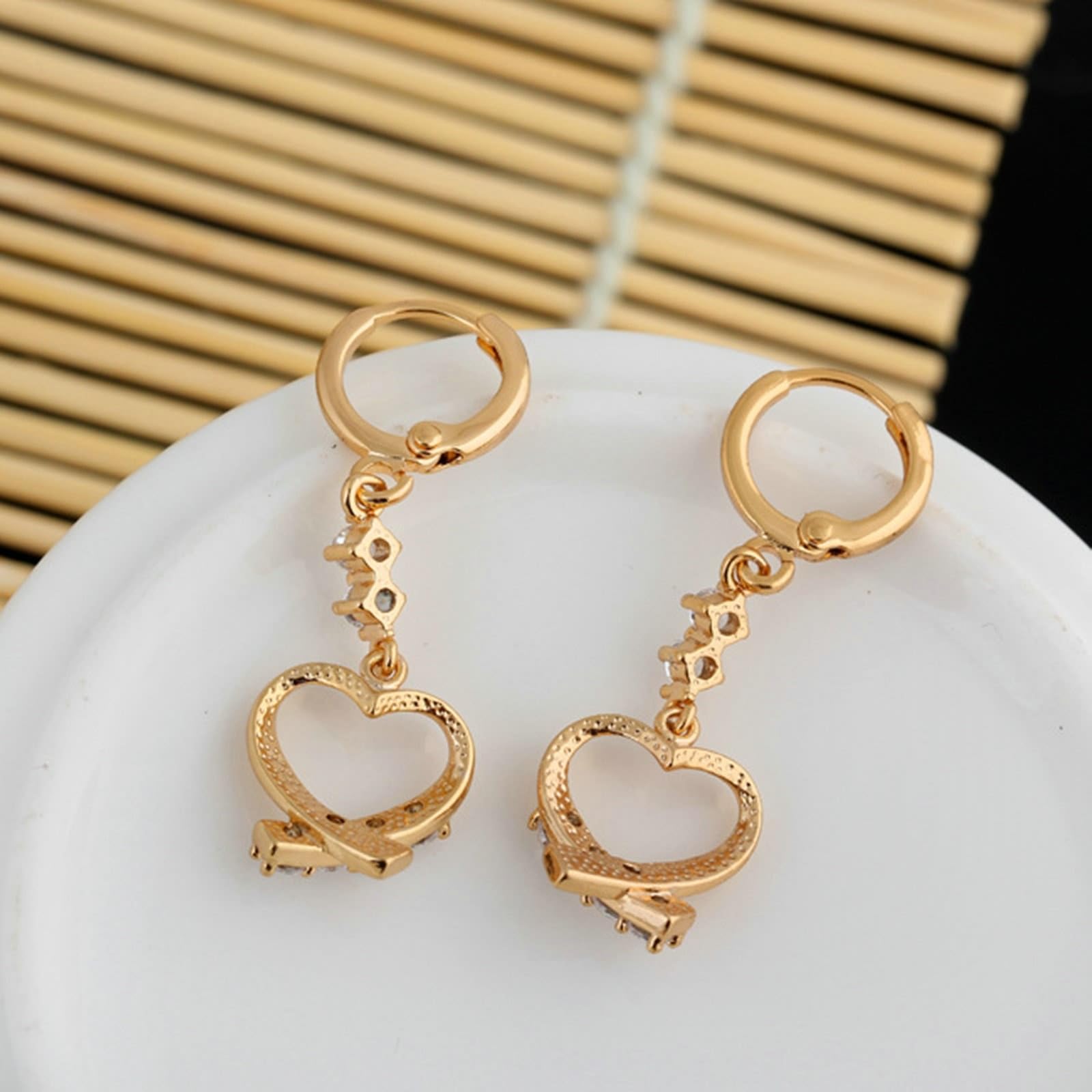 AMDXD Pendientes de oro de 9 quilates 375 para mujer, auténticos, con moissanita, oro amarillo de 9 quilates