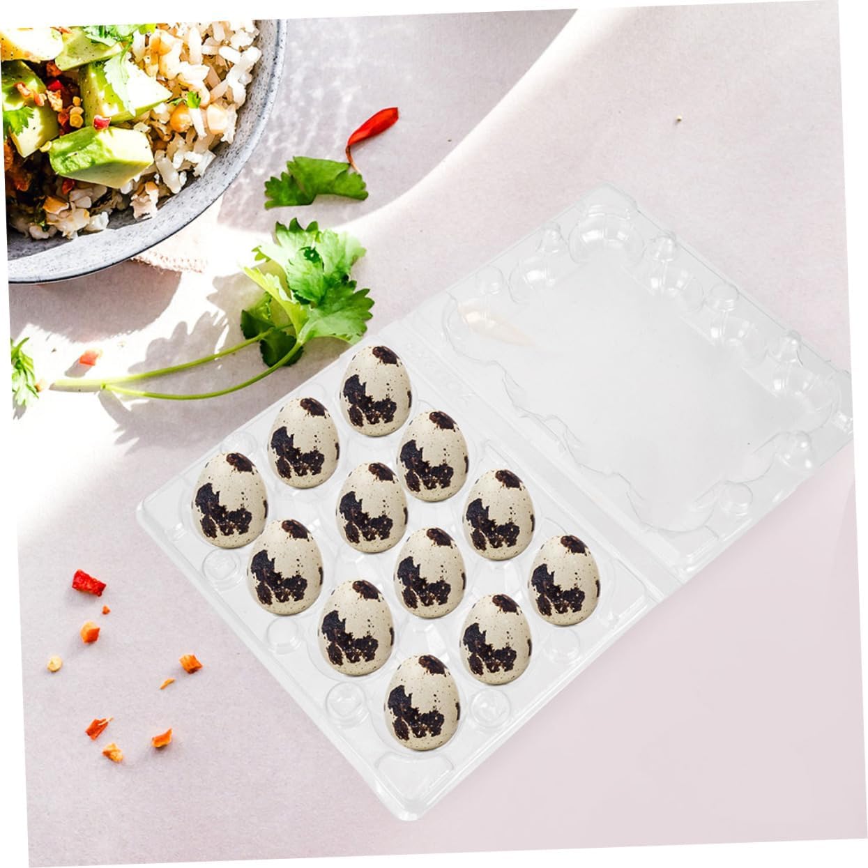 Artibetter Egg Tray Carton Set 100pcs Quail Egg Boxes Transparent Kitchen Storage Accessory