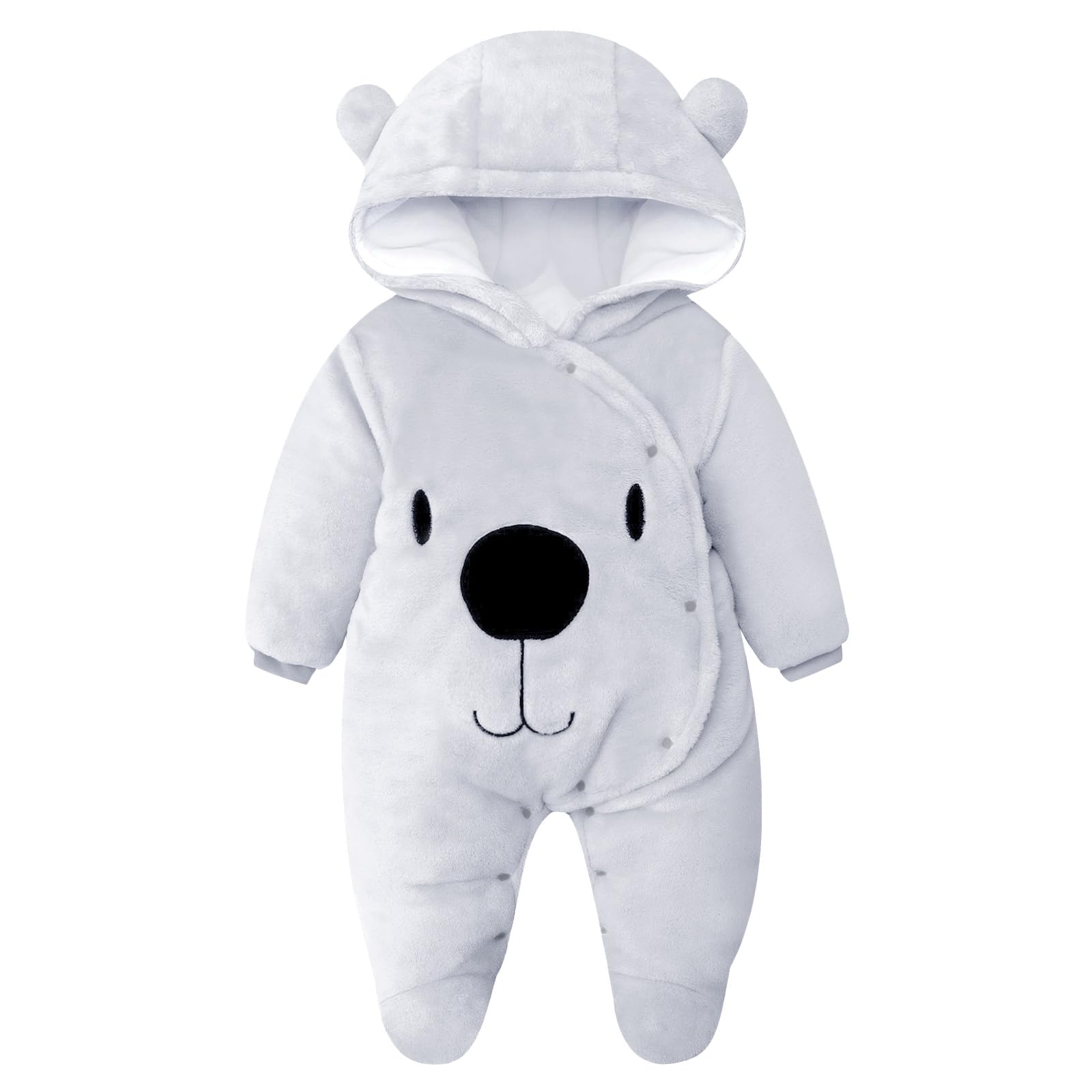 Combinaison d'hiver pour bébé avec capuche Combinaison de neige pour bébé Barboteuse d'hiver en flanelle Barboteuse Combinaison de jeu avec pieds Combinaison à motifs de dessins animés Vêtements pour