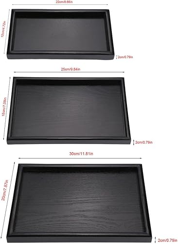 Miniatura 8 de Bandeja de madera, bandeja rectangular de madera maciza para servir, moderna, elegante, para té, café, aperitivos, comidas, plato con bordes