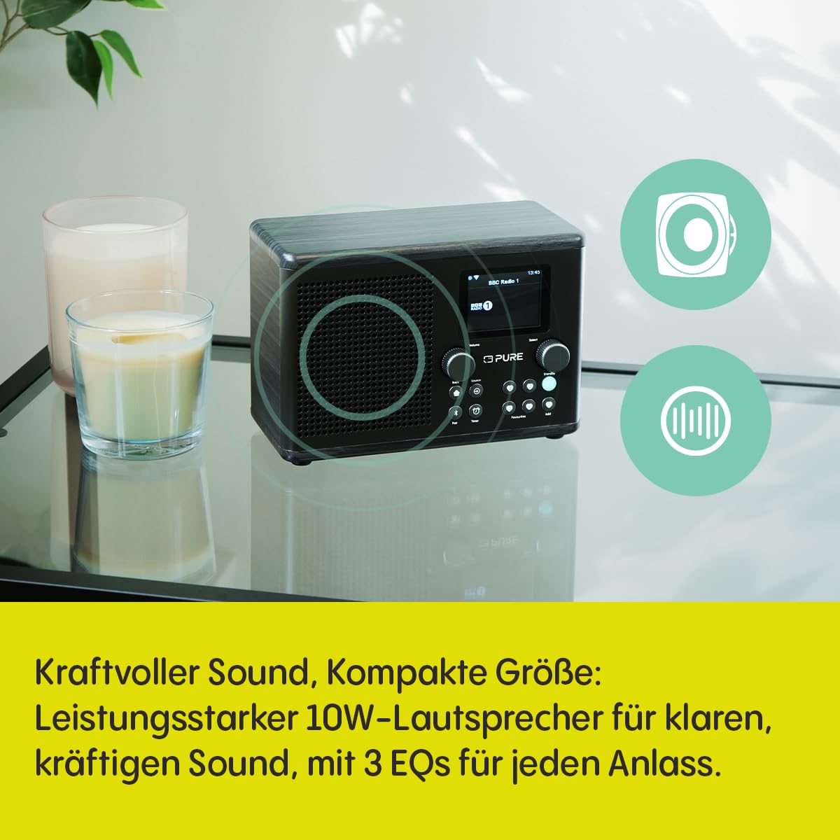 Pure Classic H4i – Internetradio mit WLAN, DAB+ & FM, Bluetooth 5.3, USB – 10W Lautsprecher – 2,4" Farbdisplay – 150 Speicherplätze – Sleep- & Küchentimer – AUX-Eingang – Schwarz