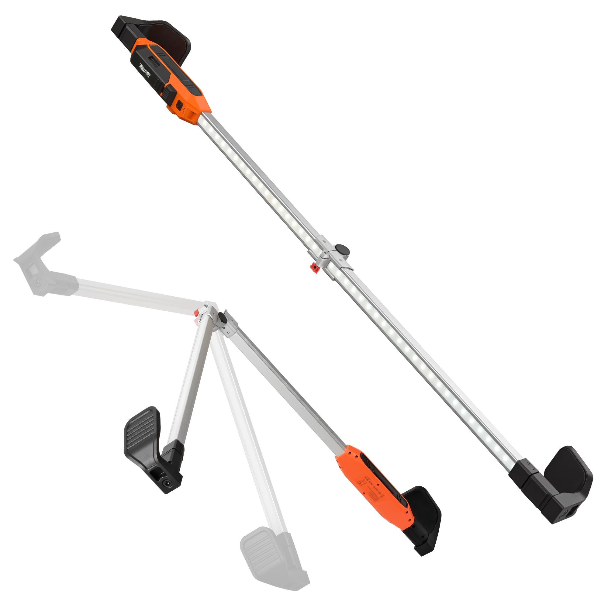 Unterhauben-Arbeitslichtleiste, 180 ° faltbares mechanisches Licht & 360 ° drehbarer Ständer, ausziehbar 115 cm - 185 cm, 1800 lm wiederaufladbares LED-Arbeitslicht, 2-in-1-Lademodi, Motorraum-Licht
