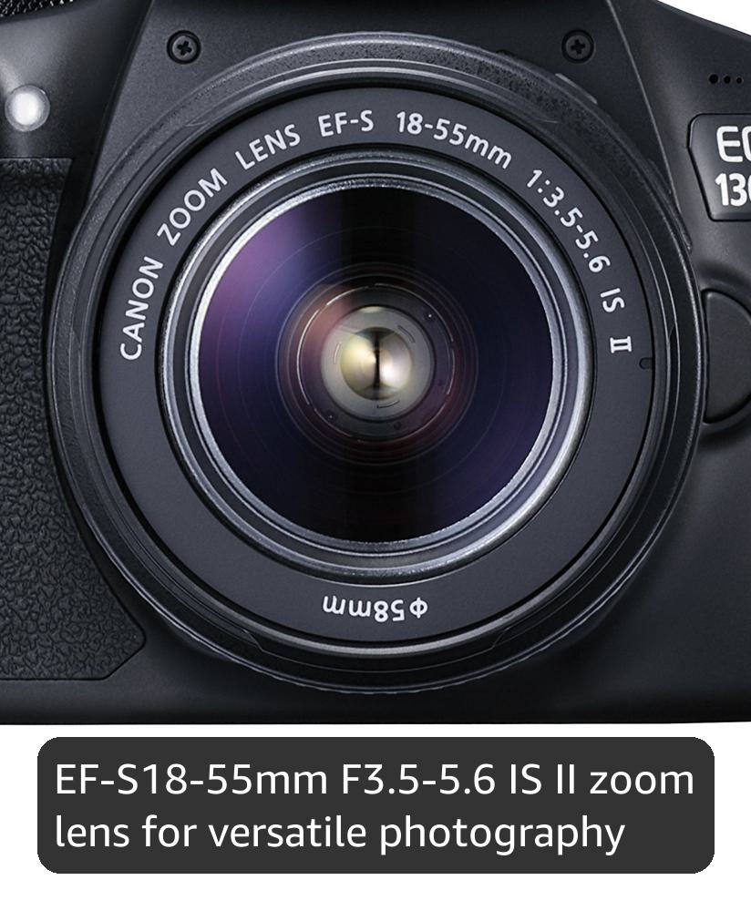 Canon EOS 1300D DSLR Camera with EF-S18-55 IS II F3.5-5.6 Lens - Black (Renewed)