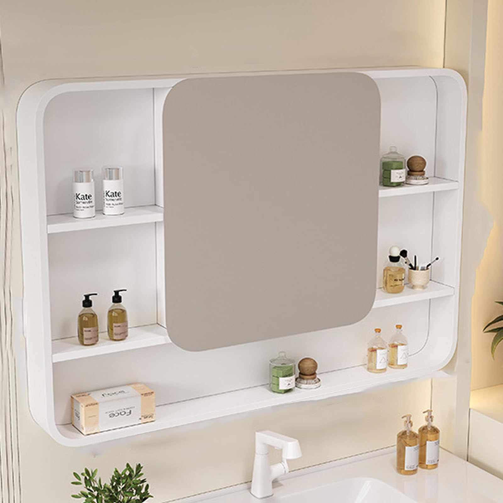 FGXHHS Wall-Mounted Aluminum Cabinet - Modern Vanity nizer with Silent Hinges & Spacious Storage for Small Spaces Ideal Home Décor Solution