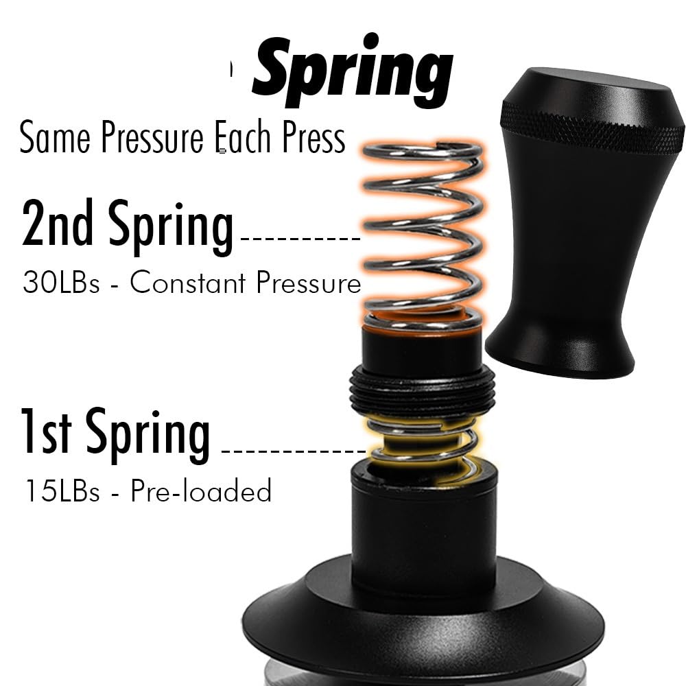 Tamper de café doble resorte, herramienta agitadora, juego tapete manipulación, 30 libras, manipulador cargado presión constante para Café(51mm,1PC Tamper Only)