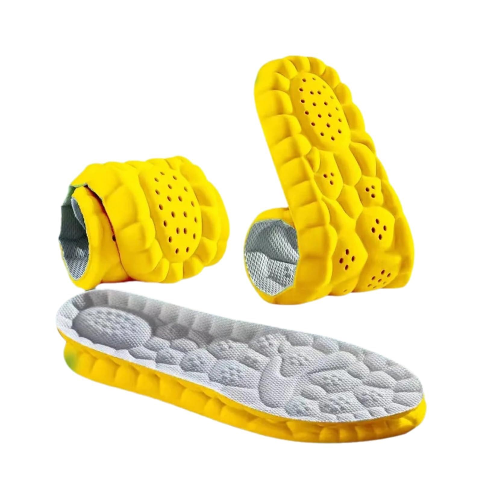 MJFGJSDW Soft Elastic Breathable Shoe Insoles 4D Sports Shoes Insoles Sport Running Absorb-Sweat Cushion Paddings Yellow Gray 10