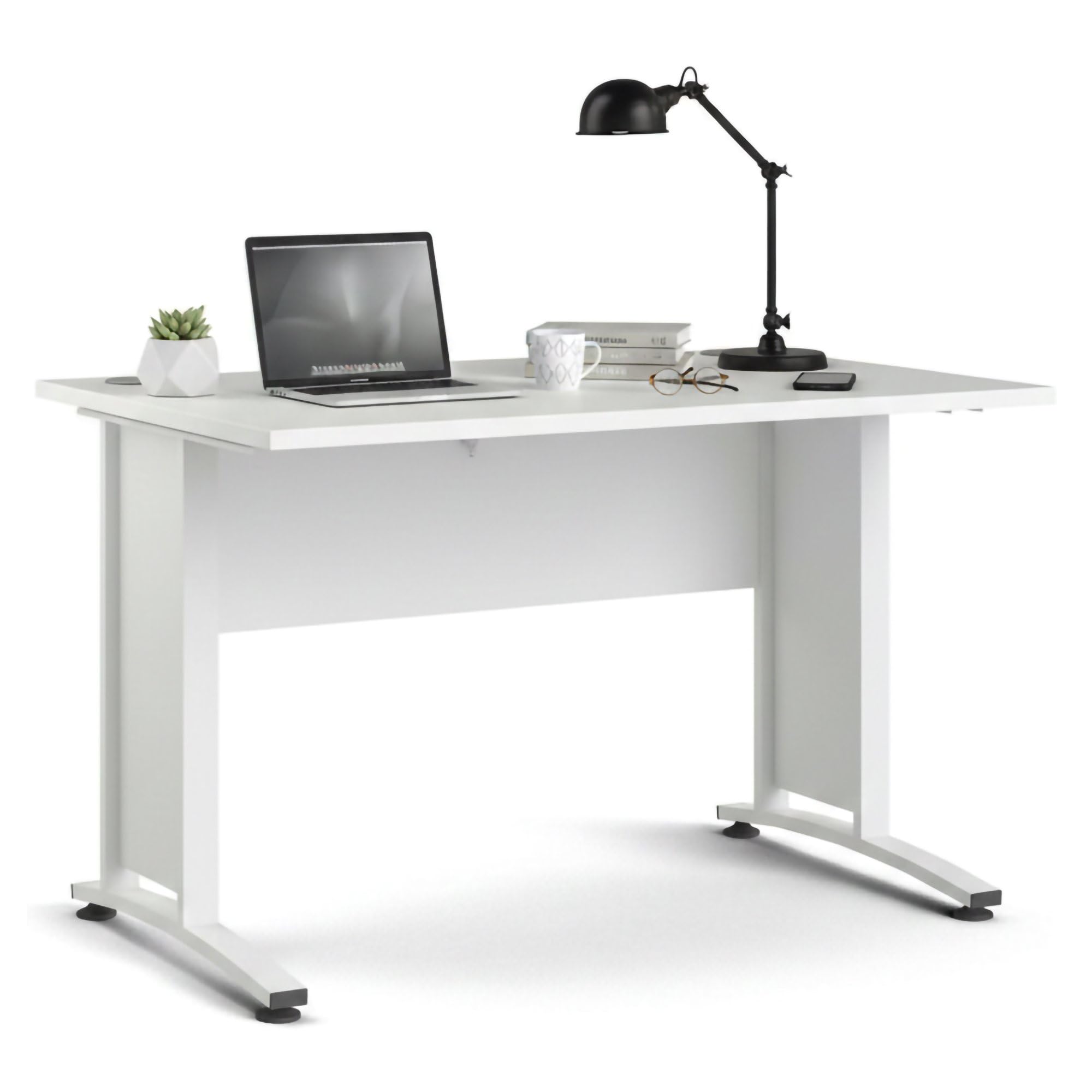 Dmora - Scrivania Albertine, Scrittoio multiuso, Tavolo per ufficio porta PC, Piano di lavoro, 120x80 h75 cm, Bianco