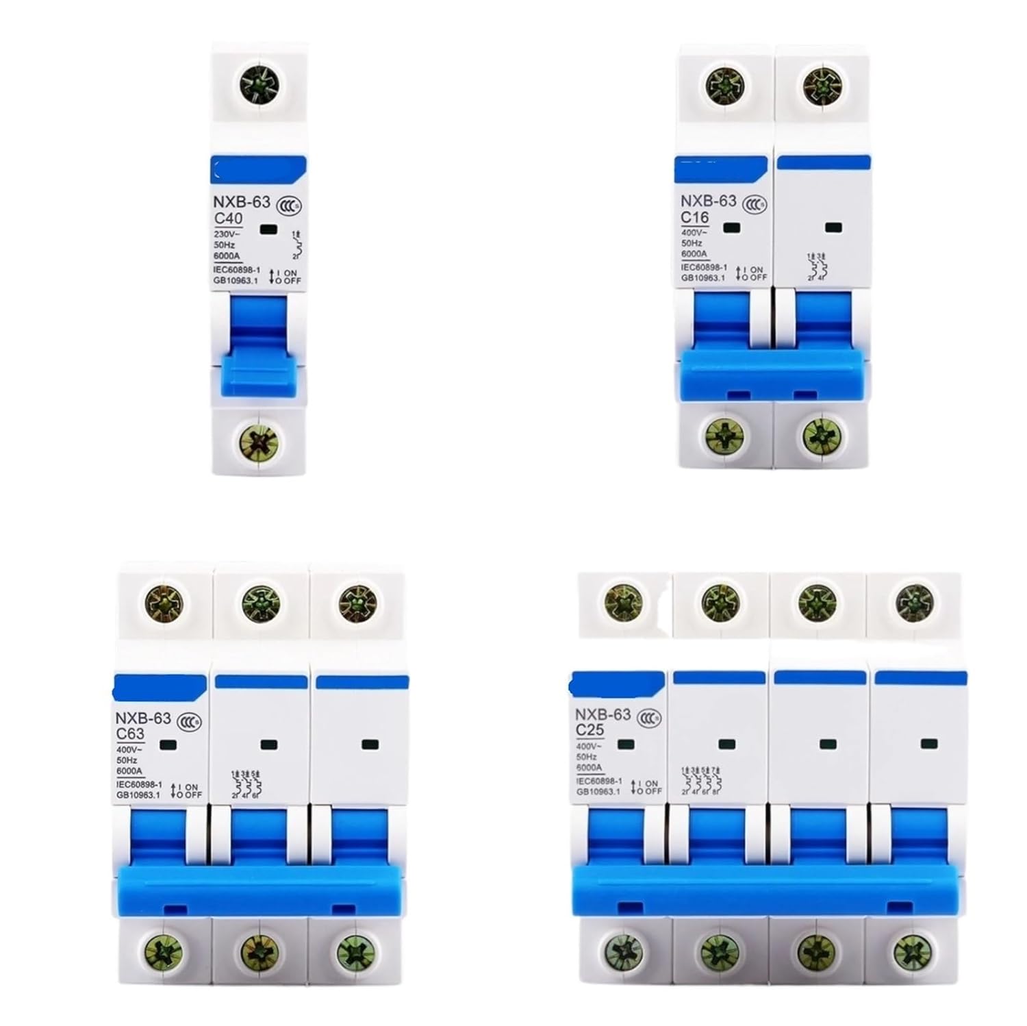 NXB-63 DZ30 DZ40 EPN DPN TPN 1P 2P 3P 4P AC 230/400V Circuit Breaker DIN Rail Mounting Miniature Household Air Switch(1P,20A)