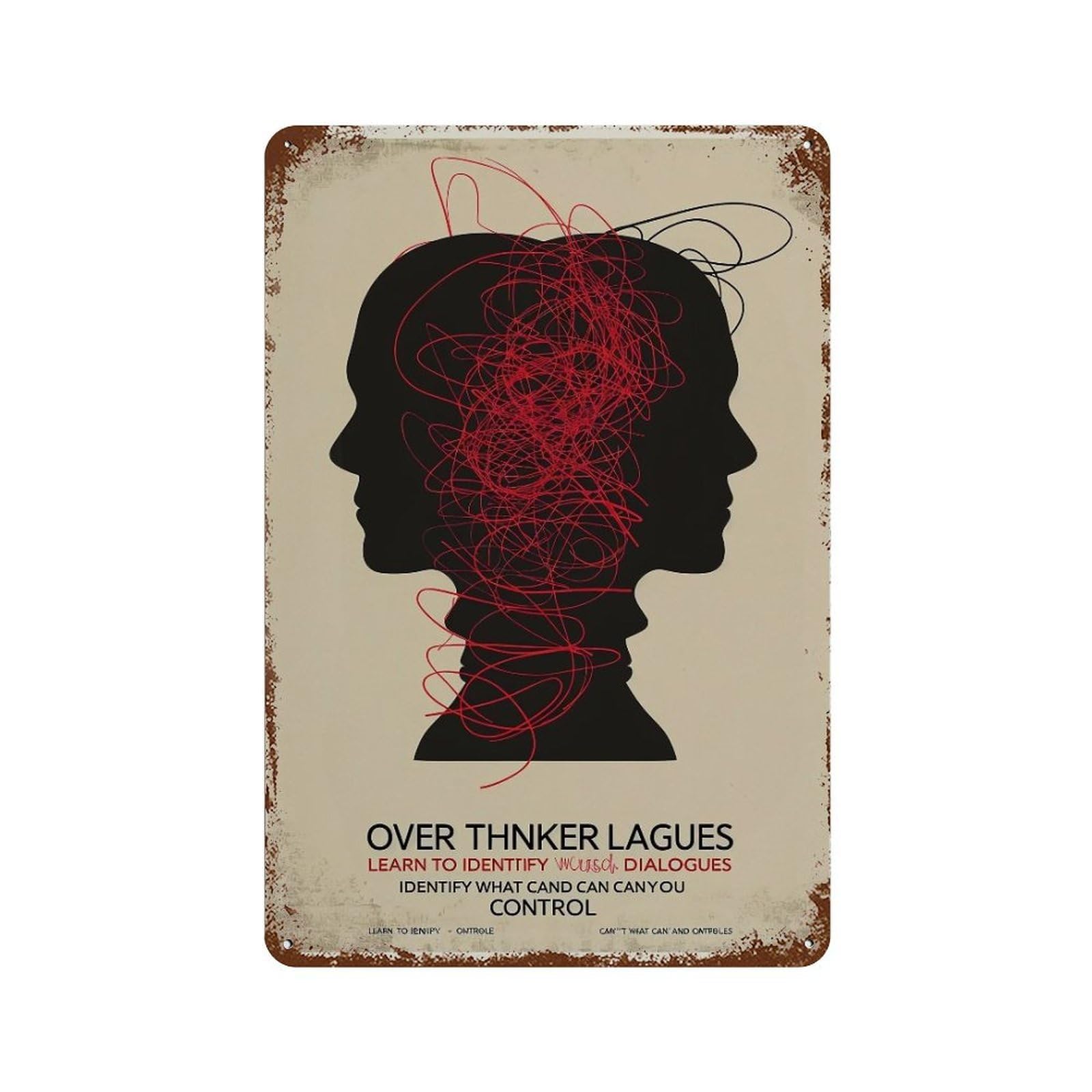 FHUYEURHRY Inner-Dialogues-of-an-Overthinker_03 Wall Decor Retro Iron Vintage Art Metal Tin Sign Poster Modern Home Cofffee Club Art Bar Shop Decorations Style 30x20cm