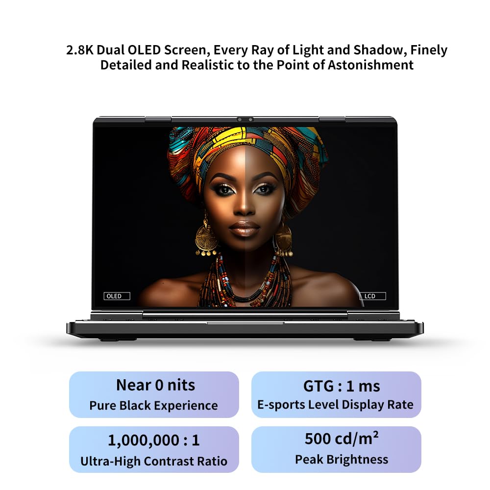 GPD DUO Laptop a Doppio Schermo AMD Ryzen AI 9 HX 370 Radeon 890M 13,3" OLED Touchscreen 32GB RAM 80Wh