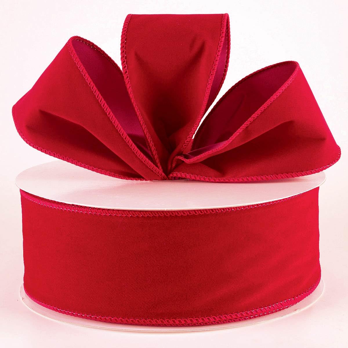 Cinta De Terciopelo Rojo De 2.5 Pulgadas, Cinta De Terciopelo Rojo Aplastado, Cinta De Navidad De 10 Yardas, Cinta Roja Con Alambre Para Decoración De árbol De Navidad, Suministros De Corona